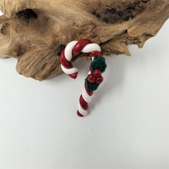 Vintage Snowman & Candy Cane Pins Brooch Holiday - Picture 6 of 10